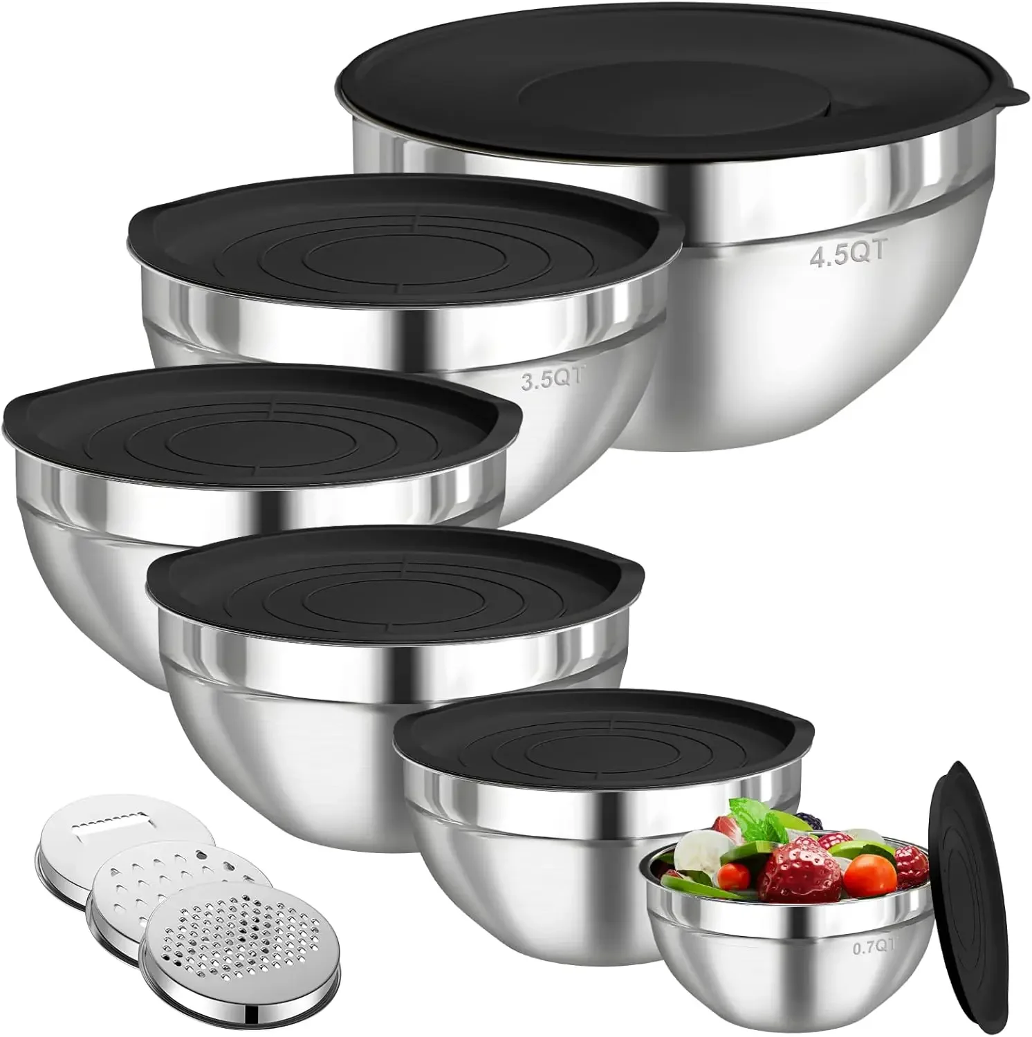 Baking Kitchen Set - 6개 스테인리스 스틸 믹싱 볼 세트