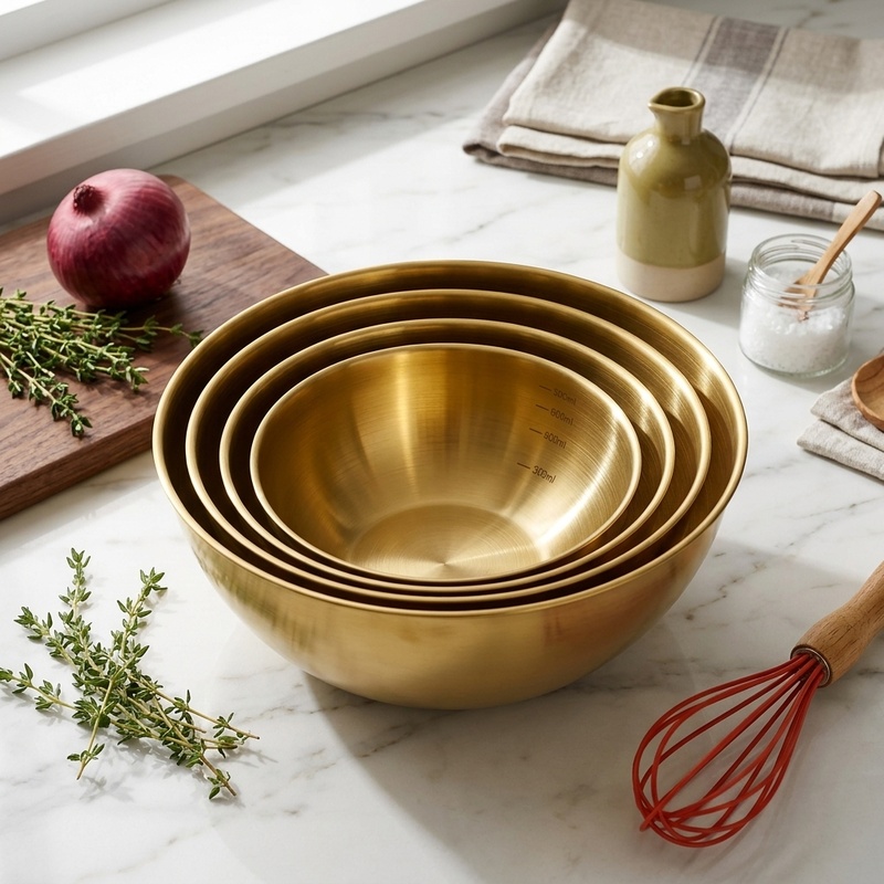 Baking Kitchen Set - 3개 스테인리스 스틸 믹싱 볼 세트,