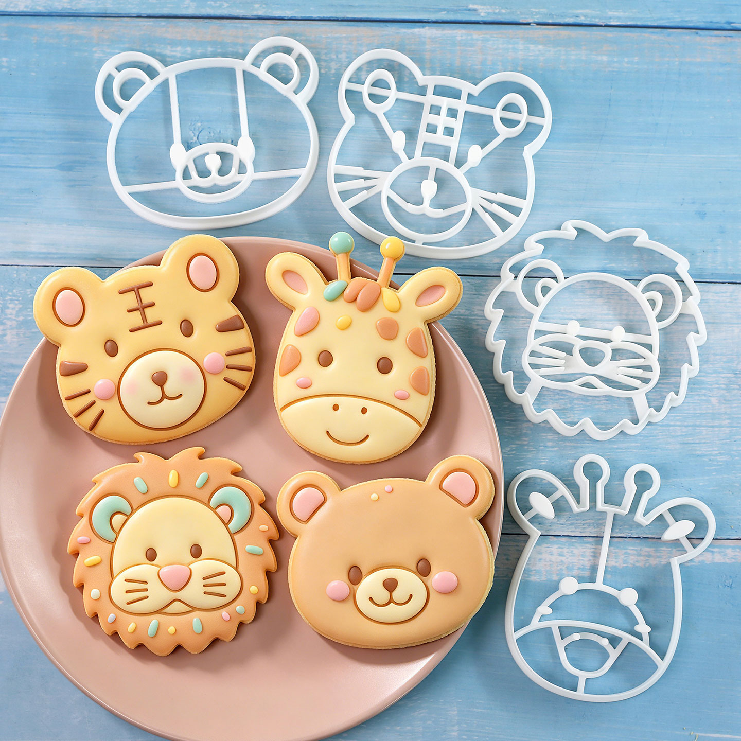 4개 동물 쿠키 커터 세트 3D 귀여운 사자 호랑이 기 - Baking Kitchen Set 리뷰 및 가격