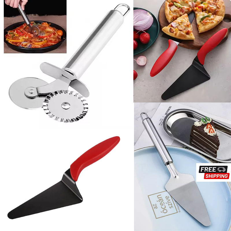 스테인레스 스틸 피자 커터 휠 및 케이크 서버 세트,  - Kitchen Baking Set 리뷰 및 가격